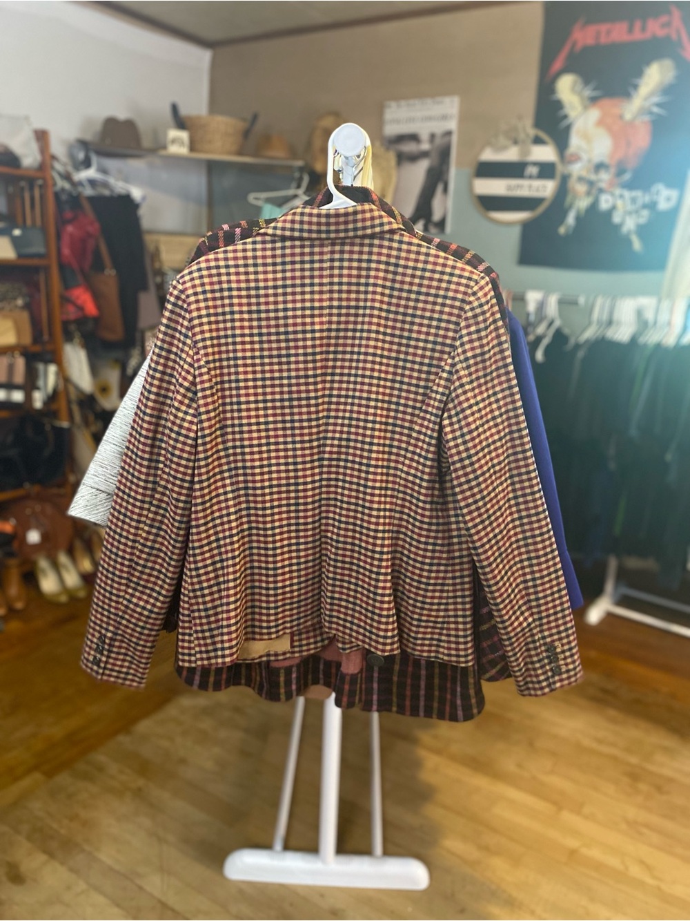 Merona Red, Blue & Tan Plaid Women's Blazer - Picture 5 of 7